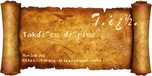 Takács Írisz névjegykártya